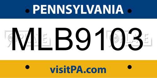MLB9103 Pennsylvania License Plate