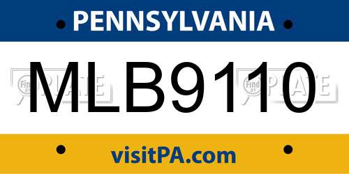 MLB9110 Pennsylvania License Plate