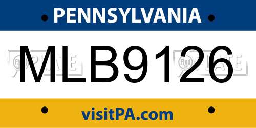 MLB9126 Pennsylvania License Plate