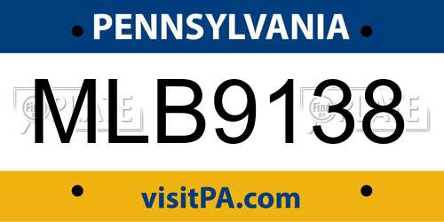 MLB9138 Pennsylvania License Plate