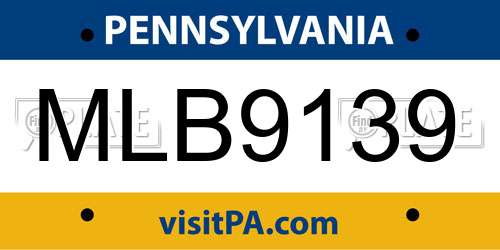 MLB9139 Pennsylvania License Plate