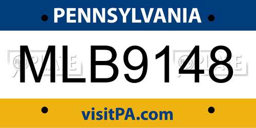 MLB9148 Pennsylvania License Plate
