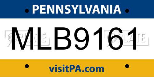 MLB9161 Pennsylvania License Plate