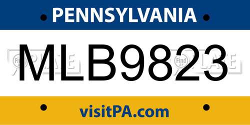 MLB9823 Pennsylvania License Plate