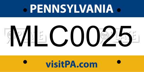 MLC0025 Pennsylvania License Plate