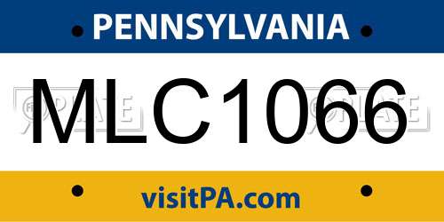 MLC1066 Pennsylvania License Plate