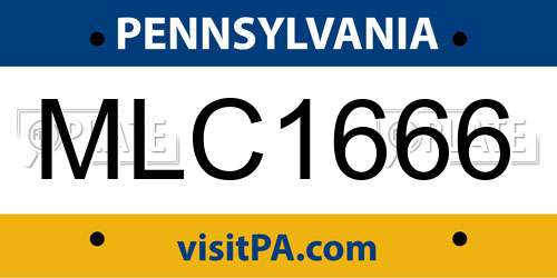 MLC1666 Pennsylvania License Plate
