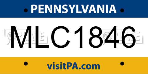 MLC1846 Pennsylvania License Plate
