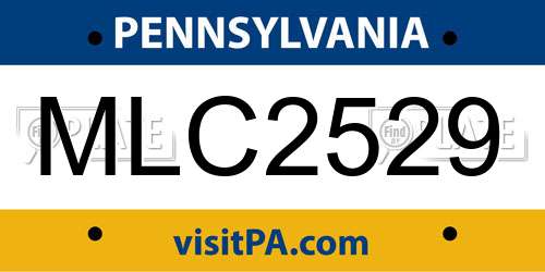 MLC2529 Pennsylvania License Plate
