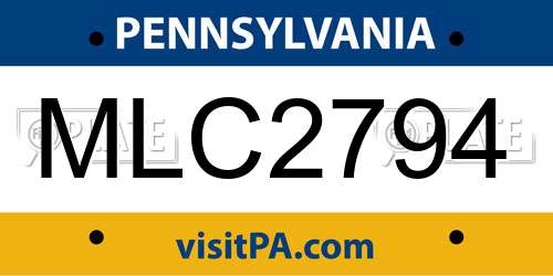 MLC2794 Pennsylvania License Plate