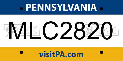 MLC2820 Pennsylvania License Plate