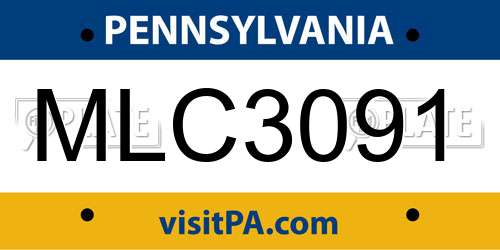 MLC3091 Pennsylvania License Plate
