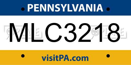 MLC3218 Pennsylvania License Plate