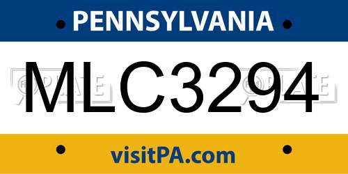 MLC3294 Pennsylvania License Plate