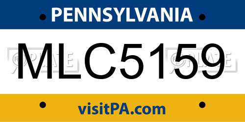 MLC5159 Pennsylvania License Plate