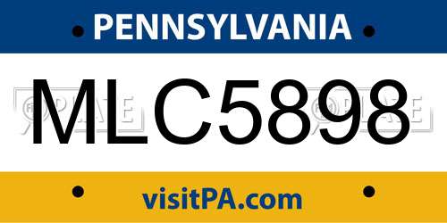 MLC5898 Pennsylvania License Plate