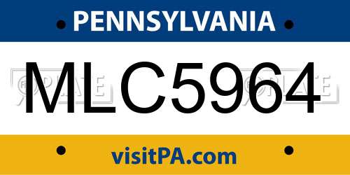 MLC5964 Pennsylvania License Plate