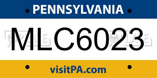MLC6023 Pennsylvania License Plate