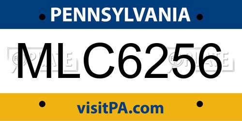 MLC6256 Pennsylvania License Plate