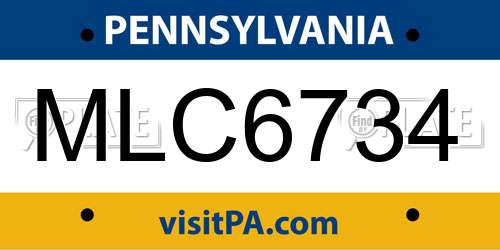 MLC6734 Pennsylvania License Plate