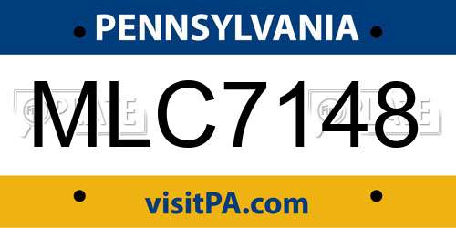 MLC7148 Pennsylvania License Plate
