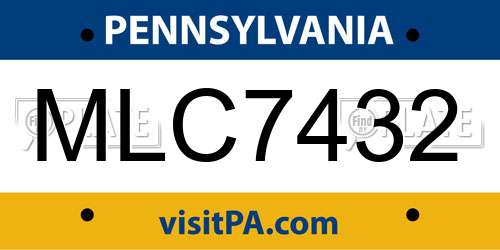 MLC7432 Pennsylvania License Plate