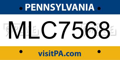 MLC7568 Pennsylvania License Plate