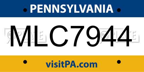 MLC7944 Pennsylvania License Plate