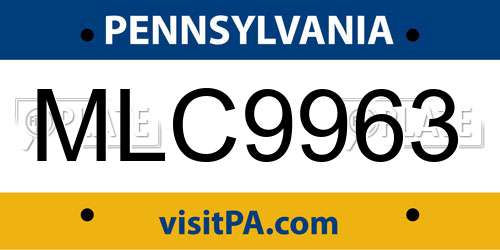 MLC9963 Pennsylvania License Plate
