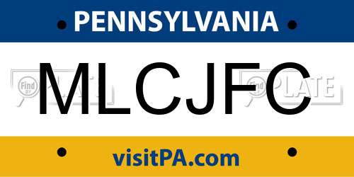MLCJFC Pennsylvania License Plate