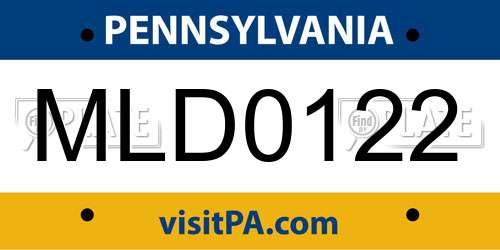 MLD0122 Pennsylvania License Plate