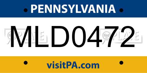 MLD0472 Pennsylvania License Plate