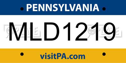 MLD1219 Pennsylvania License Plate