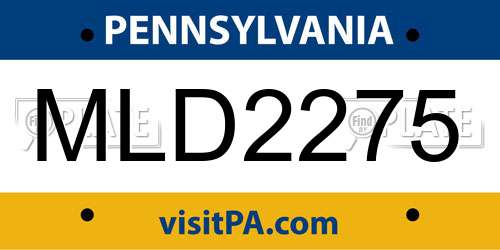 MLD2275 Pennsylvania License Plate