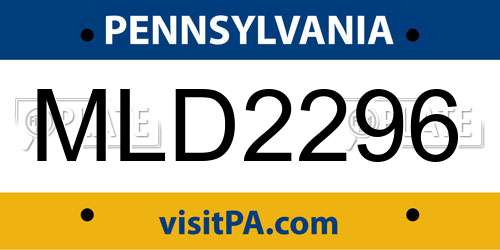 MLD2296 Pennsylvania License Plate
