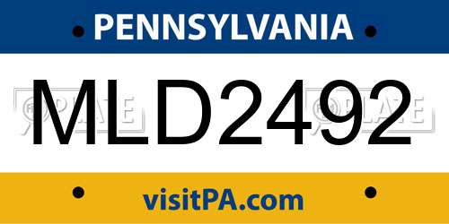 MLD2492 Pennsylvania License Plate