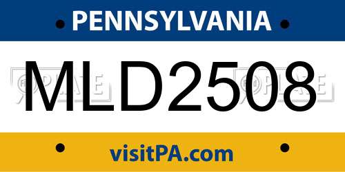 MLD2508 Pennsylvania License Plate