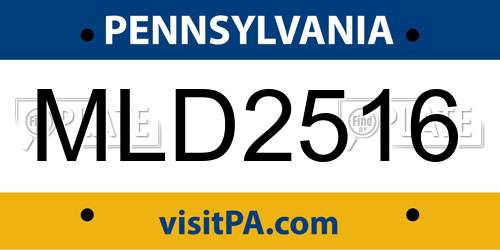 MLD2516 Pennsylvania License Plate