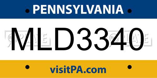 MLD3340 Pennsylvania License Plate