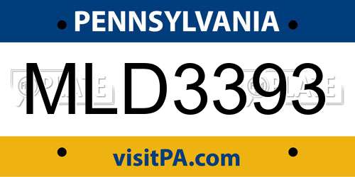 MLD3393 Pennsylvania License Plate