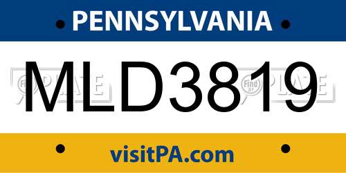 MLD3819 Pennsylvania License Plate