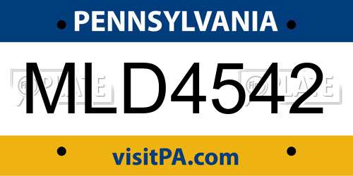 MLD4542 Pennsylvania License Plate