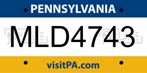 MLD4743 Pennsylvania License Plate