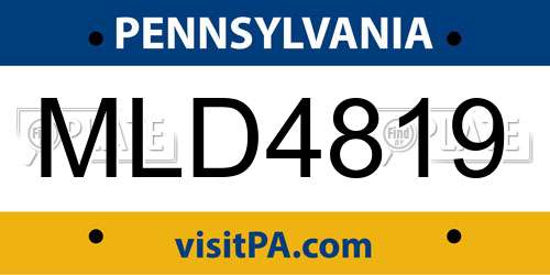 MLD4819 Pennsylvania License Plate