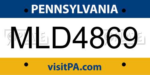 MLD4869 Pennsylvania License Plate
