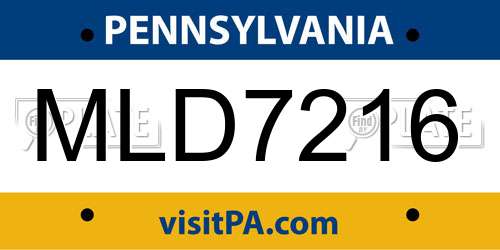 MLD7216 Pennsylvania License Plate