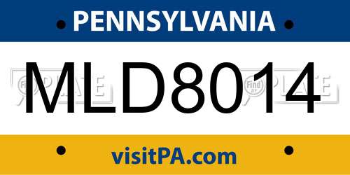 MLD8014 Pennsylvania License Plate
