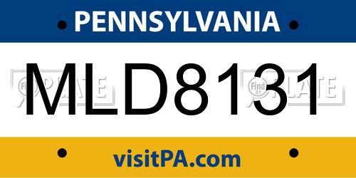 MLD8131 Pennsylvania License Plate