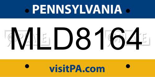 MLD8164 Pennsylvania License Plate
