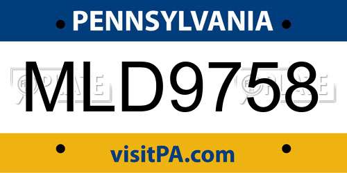 MLD9758 Pennsylvania License Plate